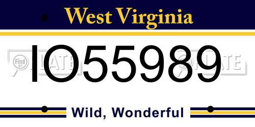IO55989 West Virginia License Plate