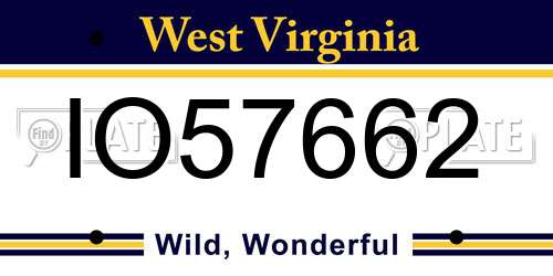 IO57662 West Virginia License Plate