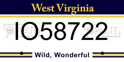 IO58722 West Virginia License Plate