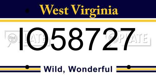 IO58727 West Virginia License Plate