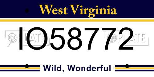 IO58772 West Virginia License Plate