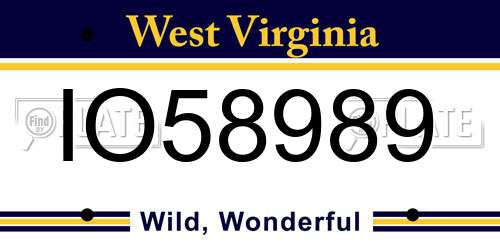 IO58989 West Virginia License Plate