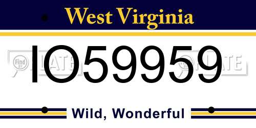 IO59959 West Virginia License Plate