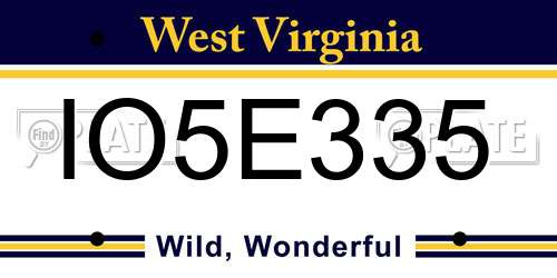 IO5E335 West Virginia License Plate