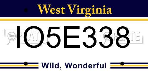 IO5E338 West Virginia License Plate