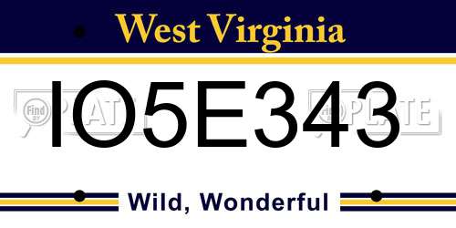 IO5E343 West Virginia License Plate