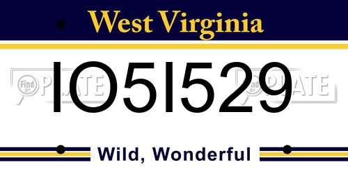 IO5I529 West Virginia License Plate