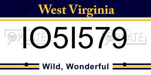 IO5I579 West Virginia License Plate