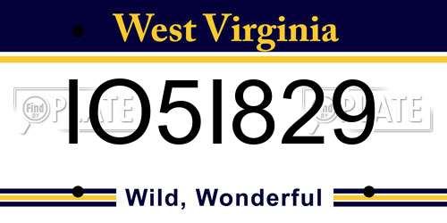 IO5I829 West Virginia License Plate
