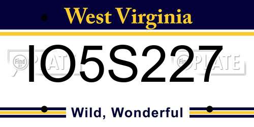 IO5S227 West Virginia License Plate