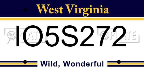IO5S272 West Virginia License Plate