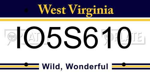 IO5S610 West Virginia License Plate