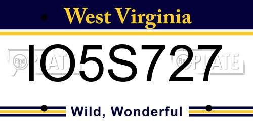 IO5S727 West Virginia License Plate
