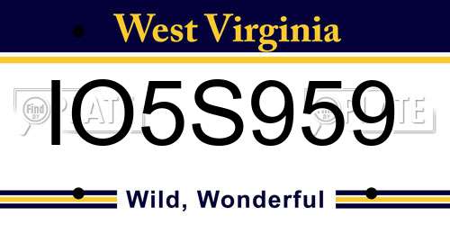 IO5S959 West Virginia License Plate