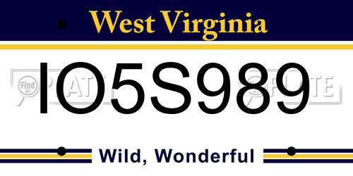 IO5S989 West Virginia License Plate