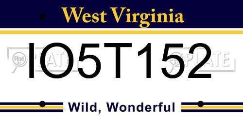 IO5T152 West Virginia License Plate