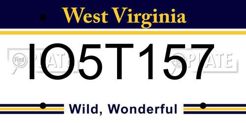 IO5T157 West Virginia License Plate