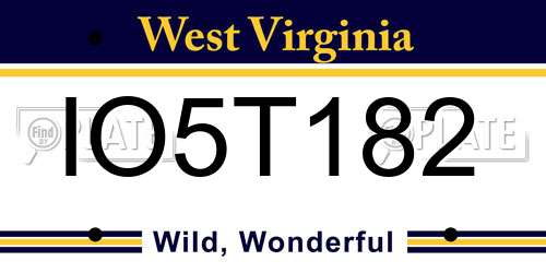 IO5T182 West Virginia License Plate