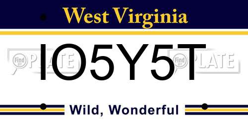IO5Y5T West Virginia License Plate