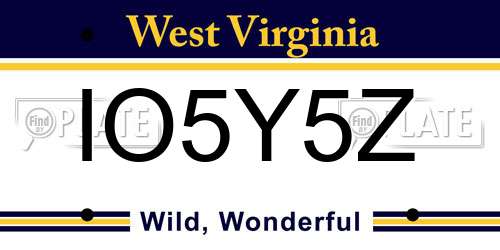 IO5Y5Z West Virginia License Plate