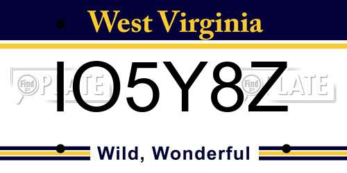 IO5Y8Z West Virginia License Plate