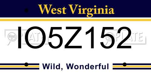 IO5Z152 West Virginia License Plate