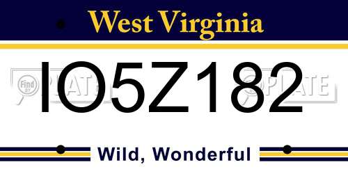 IO5Z182 West Virginia License Plate