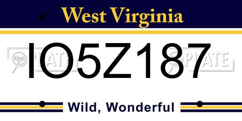 IO5Z187 West Virginia License Plate