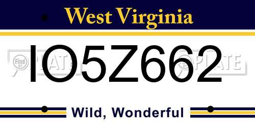 IO5Z662 West Virginia License Plate