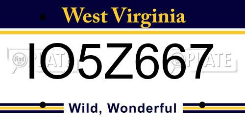 IO5Z667 West Virginia License Plate