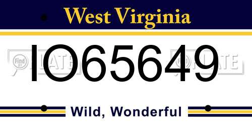 IO65649 West Virginia License Plate