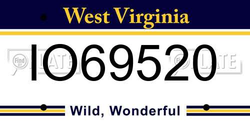 IO69520 West Virginia License Plate