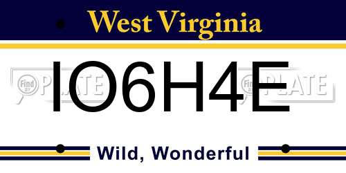 IO6H4E West Virginia License Plate