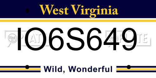 IO6S649 West Virginia License Plate