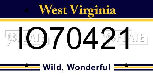 IO70421 West Virginia License Plate