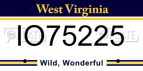 IO75225 West Virginia License Plate