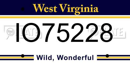 IO75228 West Virginia License Plate