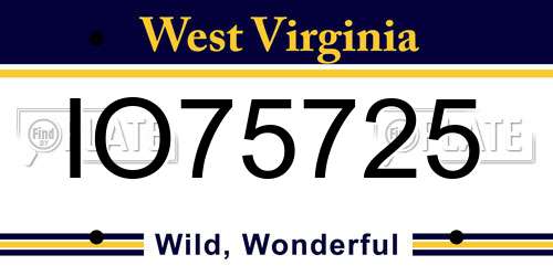 IO75725 West Virginia License Plate