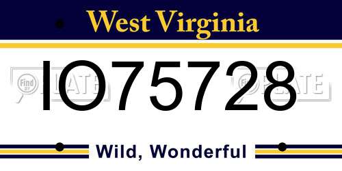 IO75728 West Virginia License Plate