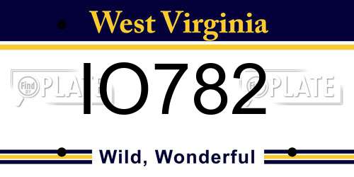 IO782 West Virginia License Plate