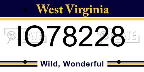 IO78228 West Virginia License Plate