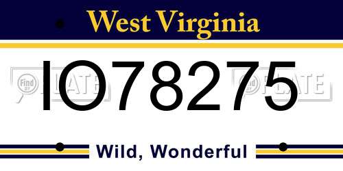 IO78275 West Virginia License Plate