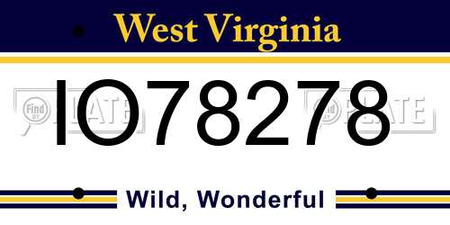 IO78278 West Virginia License Plate