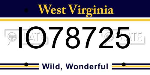 IO78725 West Virginia License Plate
