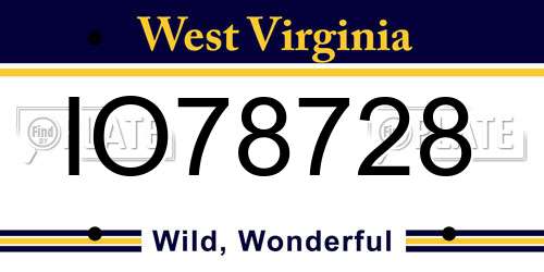 IO78728 West Virginia License Plate