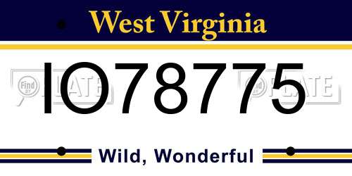 IO78775 West Virginia License Plate
