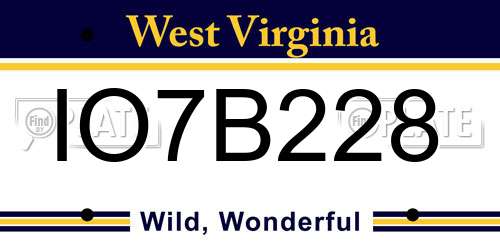 IO7B228 West Virginia License Plate