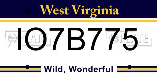 IO7B775 West Virginia License Plate