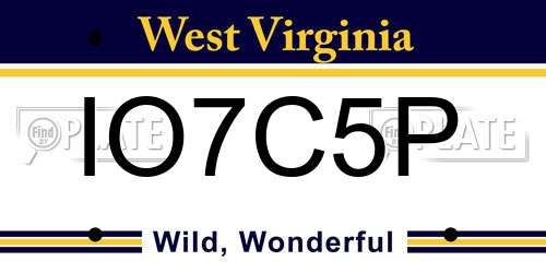 IO7C5P West Virginia License Plate