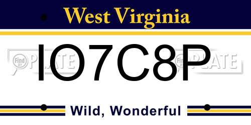 IO7C8P West Virginia License Plate